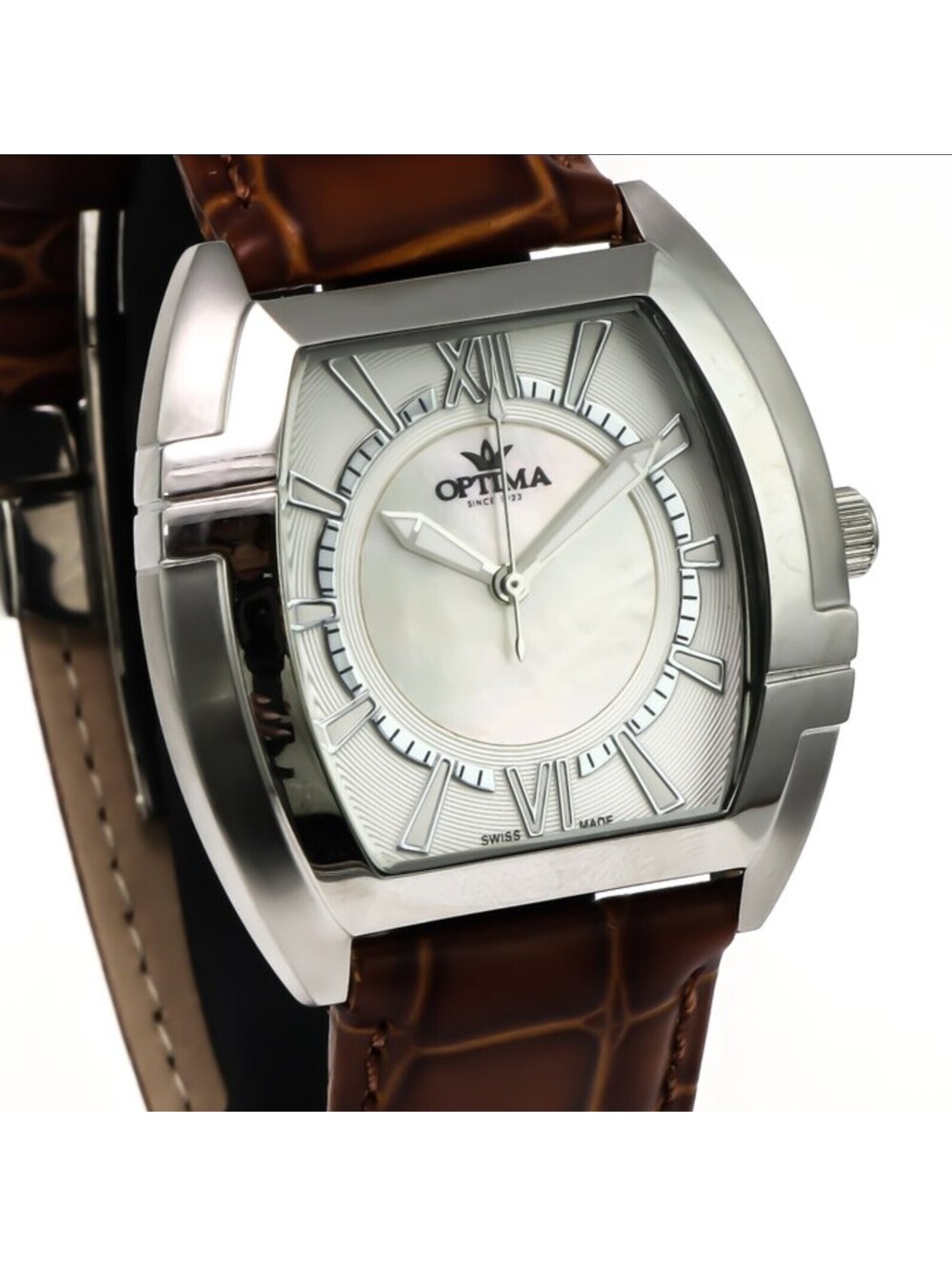Optima Swiss Watch 39mm White MOP Stainless Steel Quartz